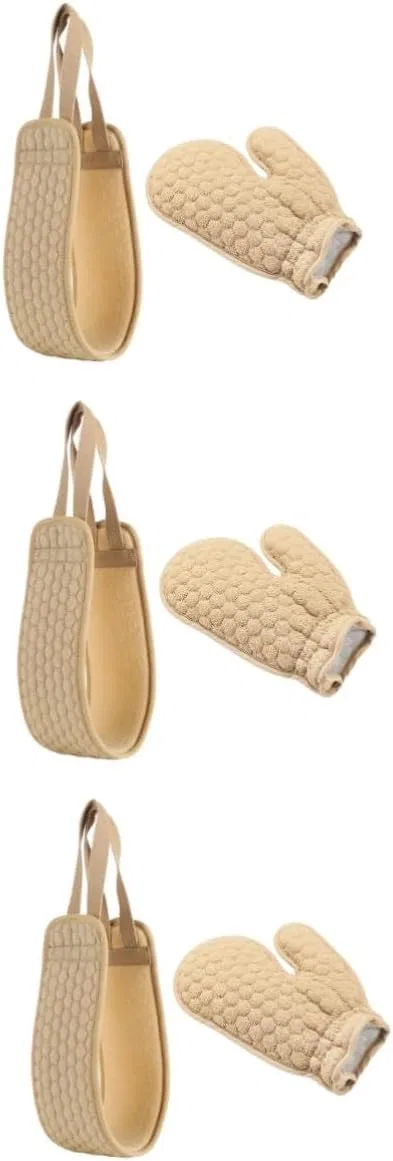 Скрабирующие перчатки для душа 6 шт, FOMIYES, двусторонние, 9.5x60 см, Beige