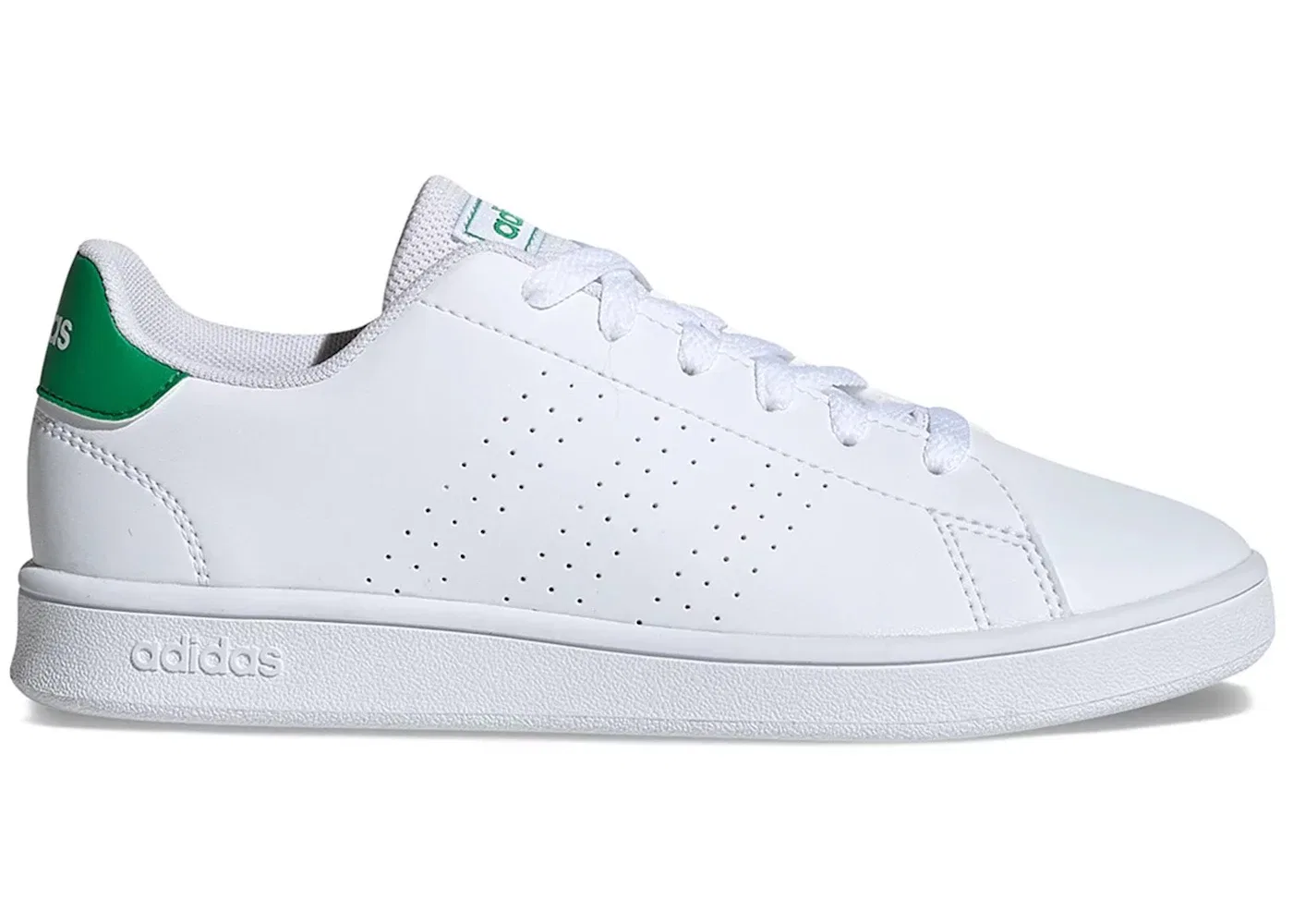 Детские кроссовки для мальчиков с длинным шнурком Adidas Advantage, Cloud White/Green/Grey Two
