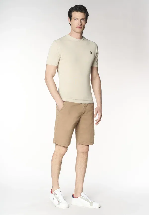 Футболка хлопковая Basic T-shirt U.S. Polo Assn., beige, бежевый — фото 2