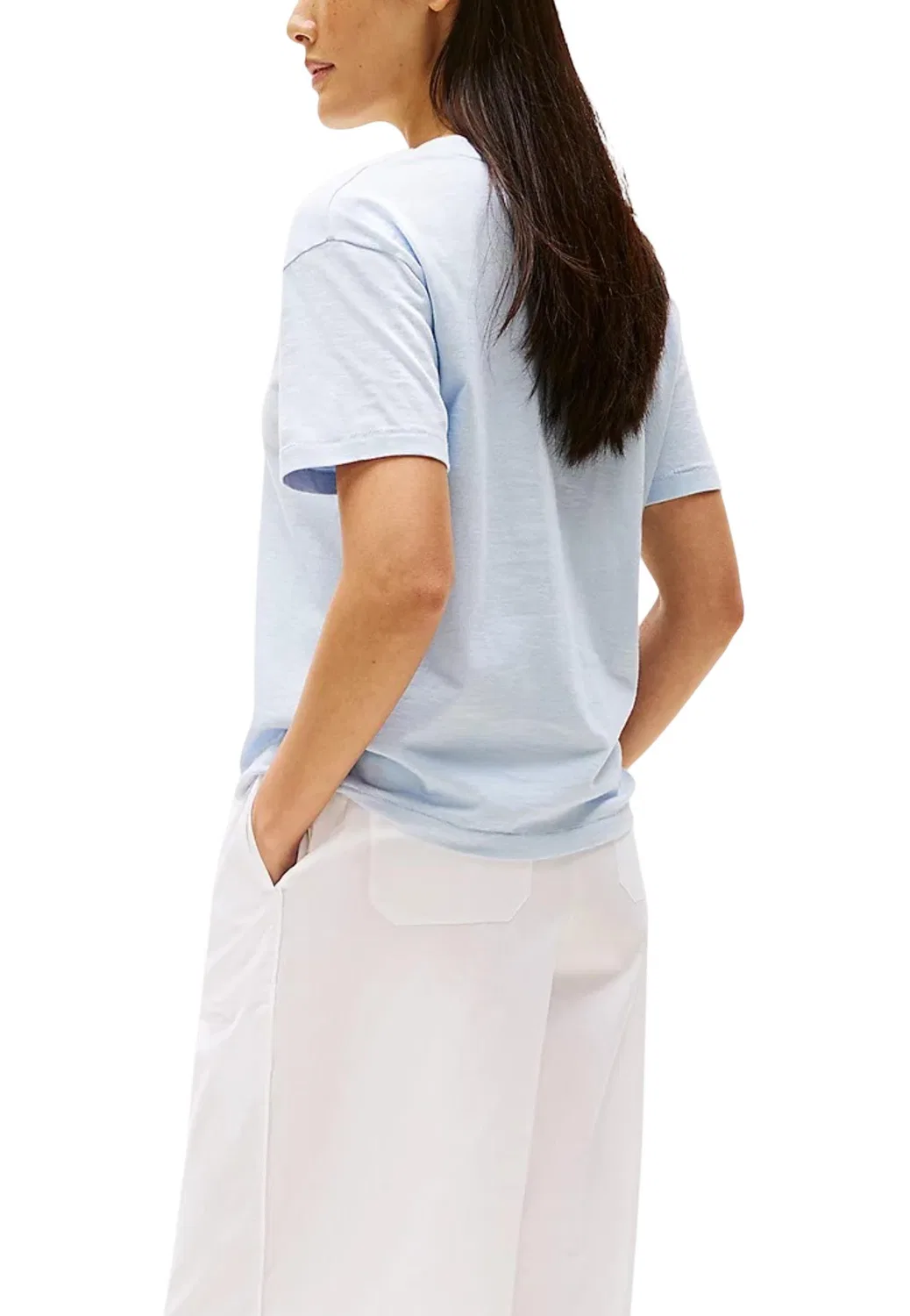Женская футболка с коротким рукавом и V-образным вырезом Tommy Hilfiger, Light Blue — фото 2