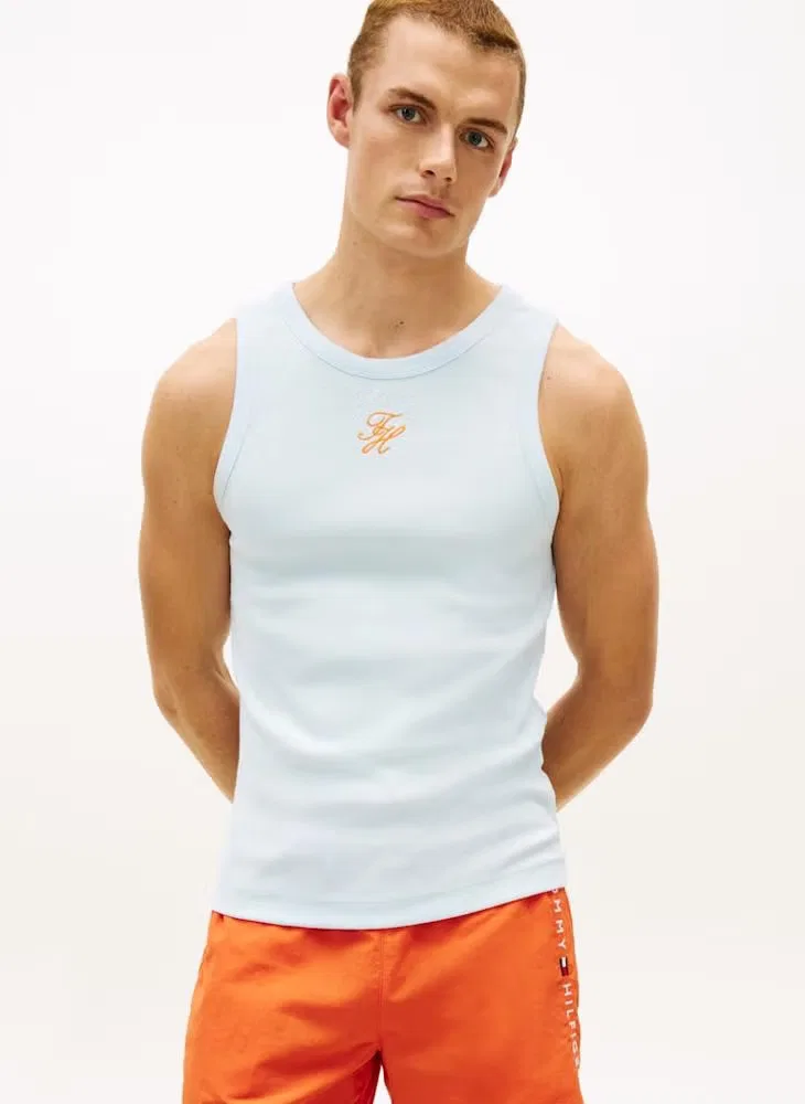 Майка с вышивкой логотипа Tommy Hilfiger, синий