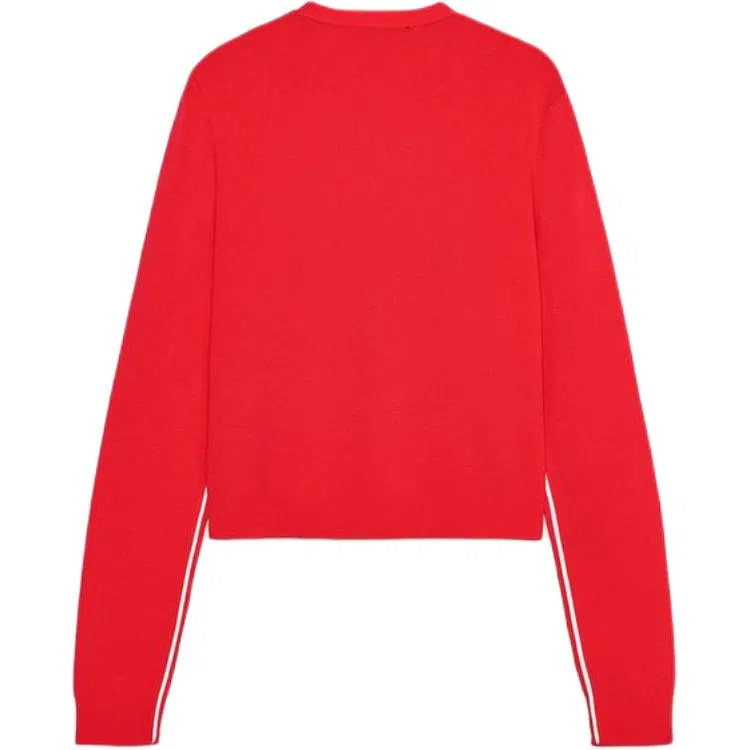 Женский вязаный свитер с V-образным вырезом, Red, ZARA — фото 3