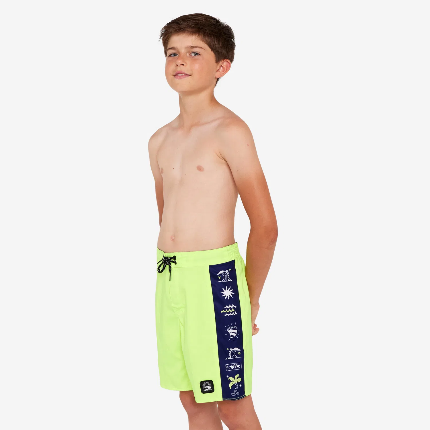 Детские плавки для мальчиков с принтом Surfen Jungen 900 Decathlon, Fluoreszierendes Hellgelb — фото 2