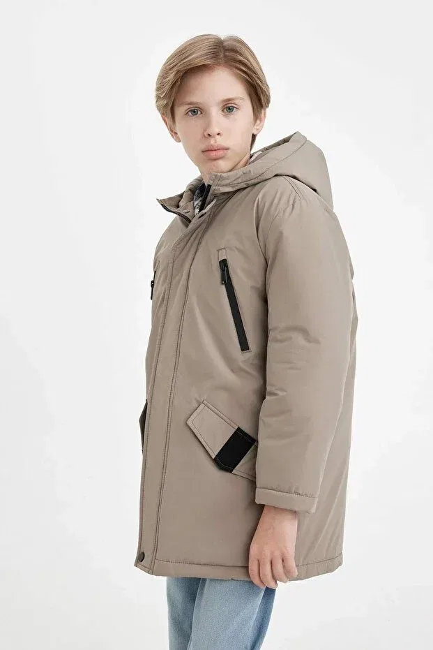 Детское пальто для мальчиков водонепроницаемое parka Defacto, Gray-Gr317
