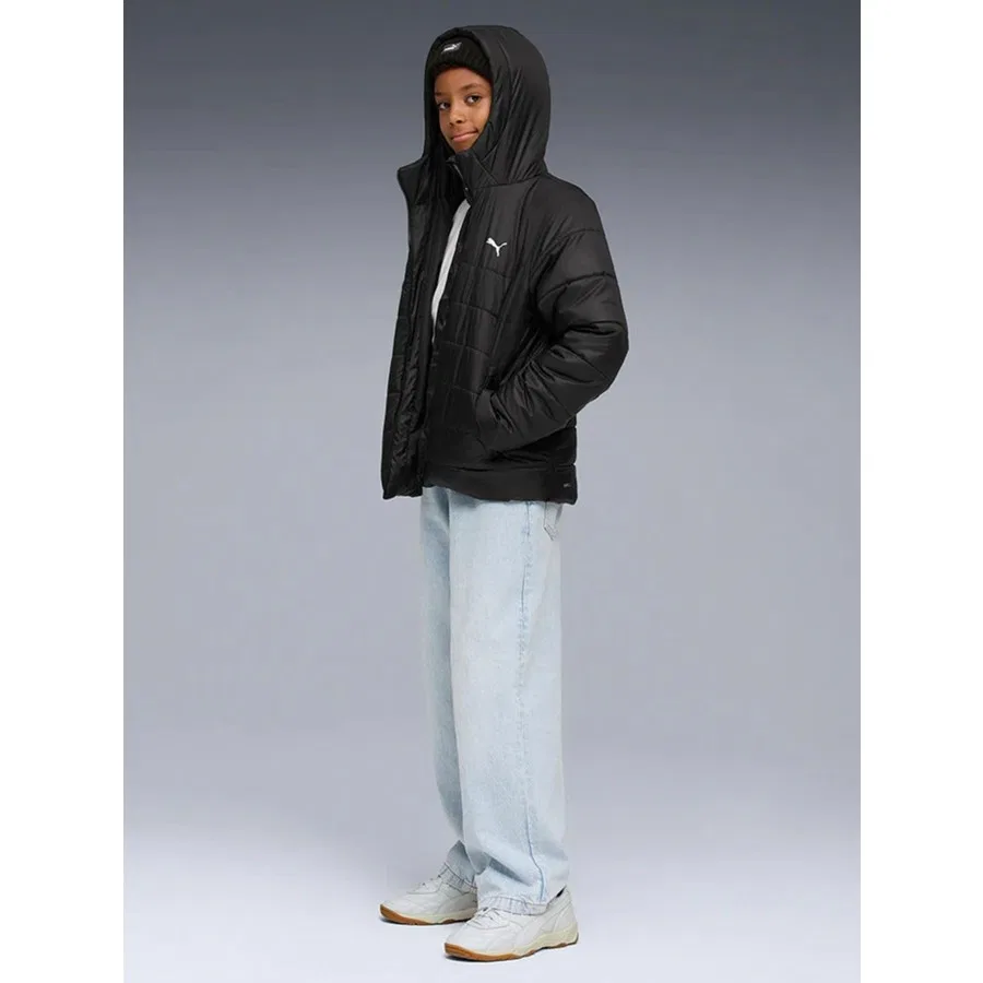 Куртка с капюшоном и утеплителем, длинным рукавом, модель Ess Hooded Padded Jacket, Puma, Черный