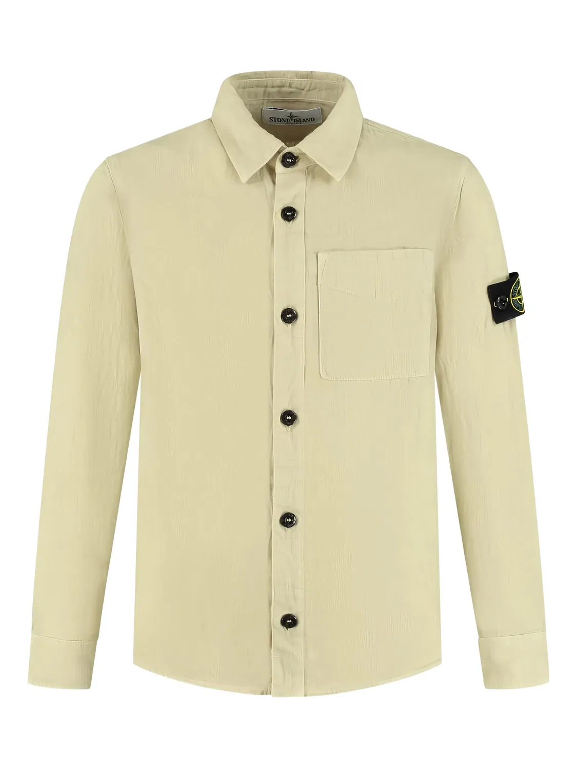 Рубашка с накладным карманом из льна Stone Island, нейтральные