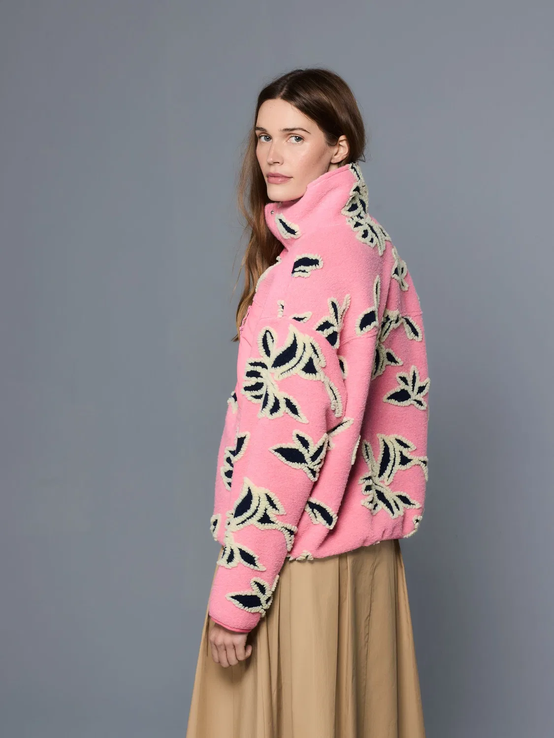 Куртка-бомбер с флуоресцентным цветочным принтом, Pink Floral Next — фото 4