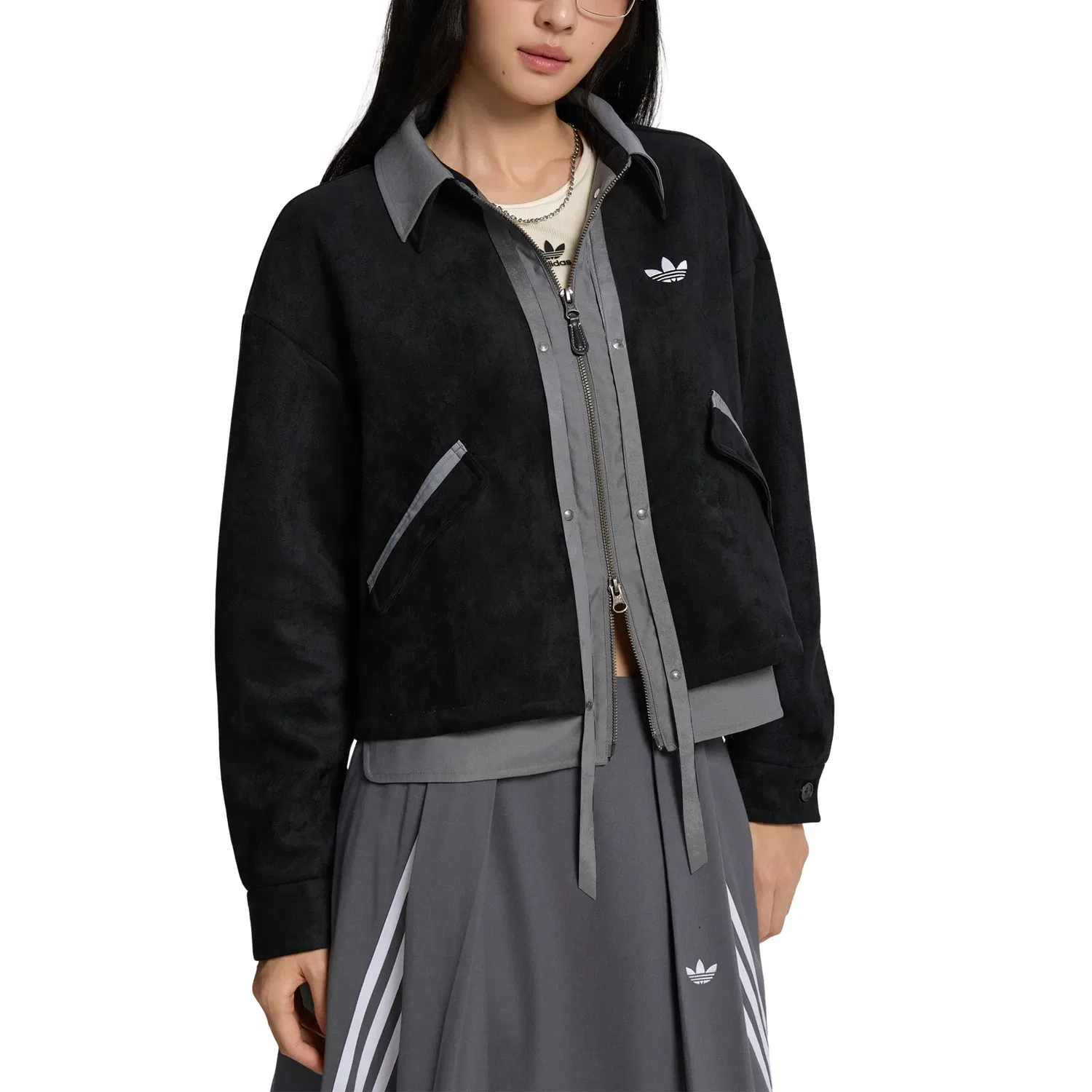 Женские брюки 3S Deluxe W Jacket Asia Sizing 'Black Grey' adidas, Black Grey — фото 4