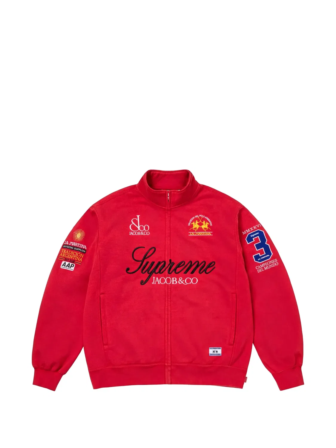 Толстовка с вышитым логотипом из коллаборации с La Martina x Jacob & Co Supreme, красный