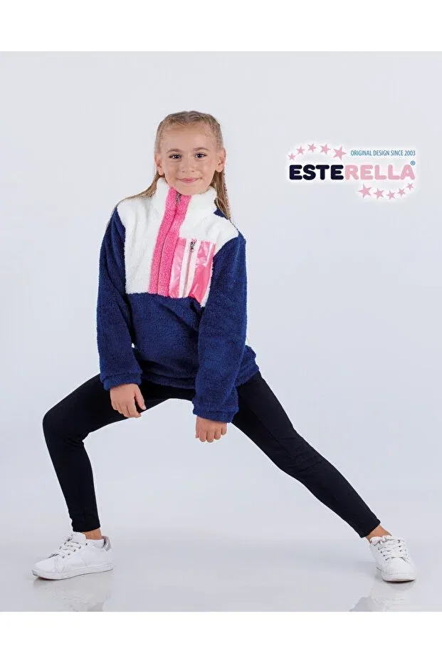 Детские свитшот для девочек с воротником-стойкой Esterella, Navy Blue
