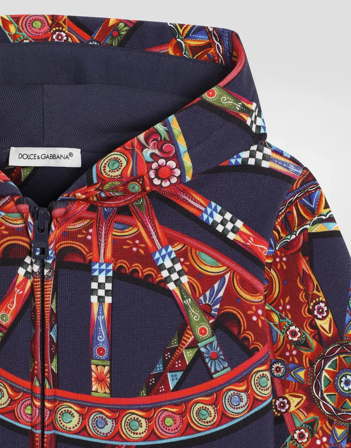 Хлопковая толстовка с капюшоном и принтом Carretto DOLCE & GABBANA, бежевый — фото 3