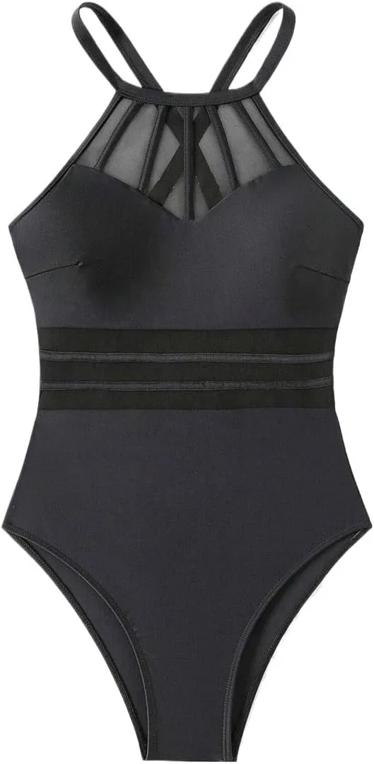 Женский элегантный цельнокроеный купальник с открытой спиной, Black — фото 4