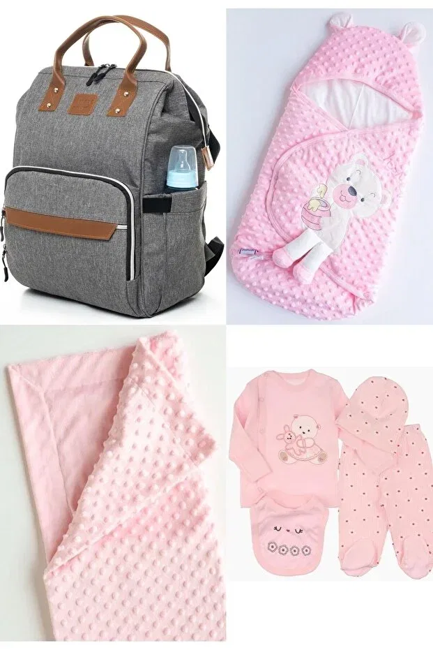 Детский комплект для новорожденных из хлопка Beyaz Bebek, Gray-Pink