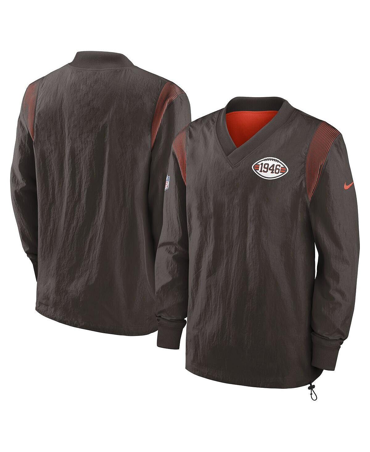 Мужская коричневая двусторонняя ветровка cleveland browns sideline team id с пуловером Nike, коричневый — фото 3