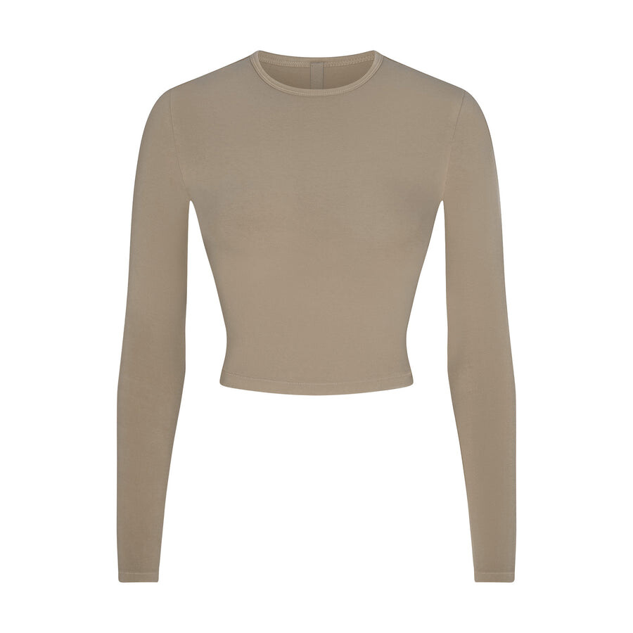 

Укороченная футболка с длинным рукавом SKIMS New Vintage, цвет Taupe