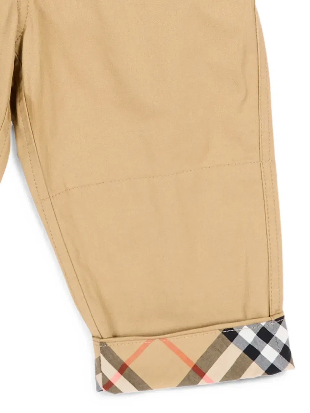Брюки с клетчатыми манжетами Burberry Kids, бежевый — фото 3