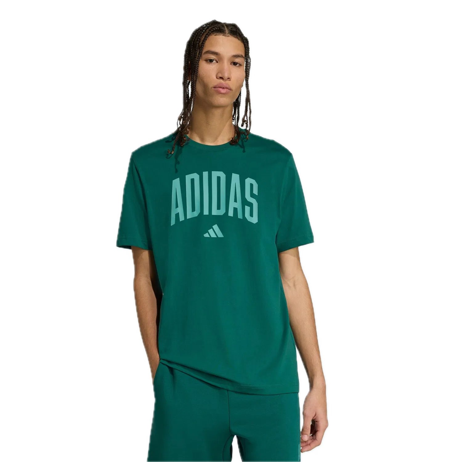 Мужская футболка с графическим принтом Adidas, зеленый — фото 2