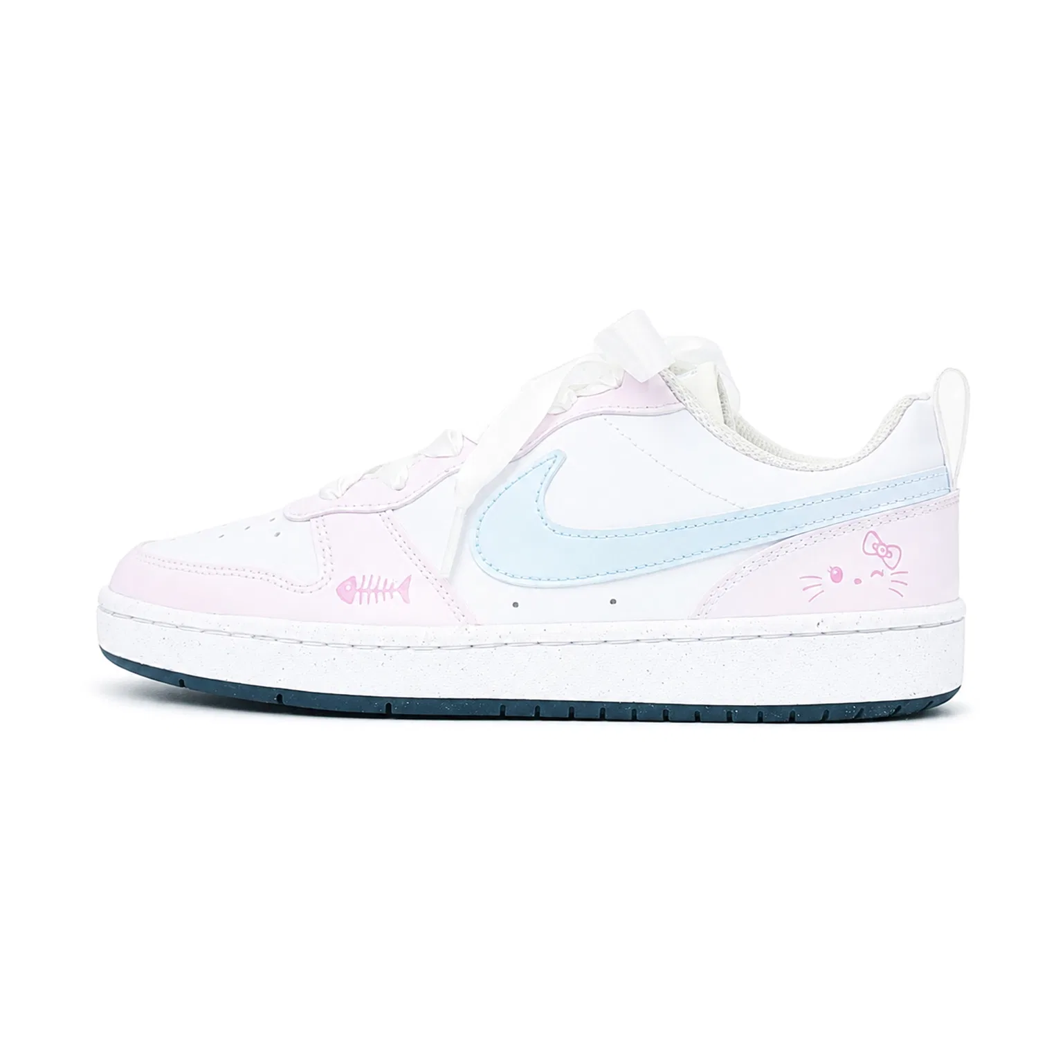 Детские скейтборд-кроссовки с принтом кота Court Borough, Nike, Pink/Light Blue/White
