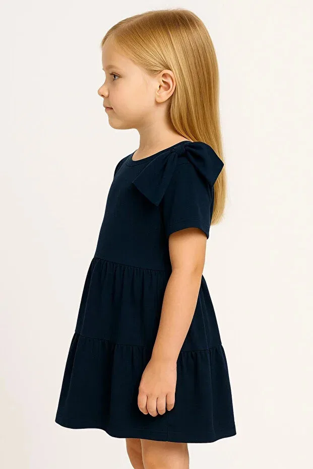 Детское платье для девочек с коротким рукавом My Hanne, Navy Blue — фото 2