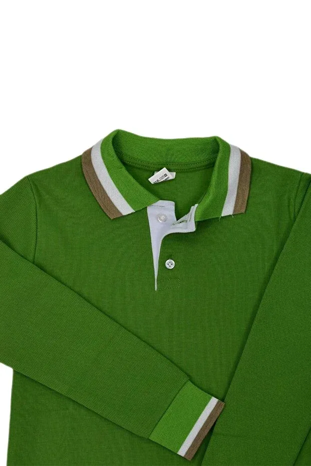 Детское худи для мальчиков с длинным рукавом College Polo Collar Thessaloniki Sweatshirt Green Imm Bgl-Ims-O Baglan, Green — фото 3