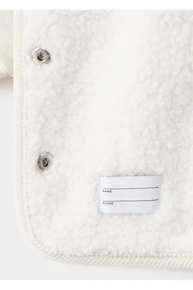 Детское пальто для девочек стеганое Mango Baby, Off White — фото 4
