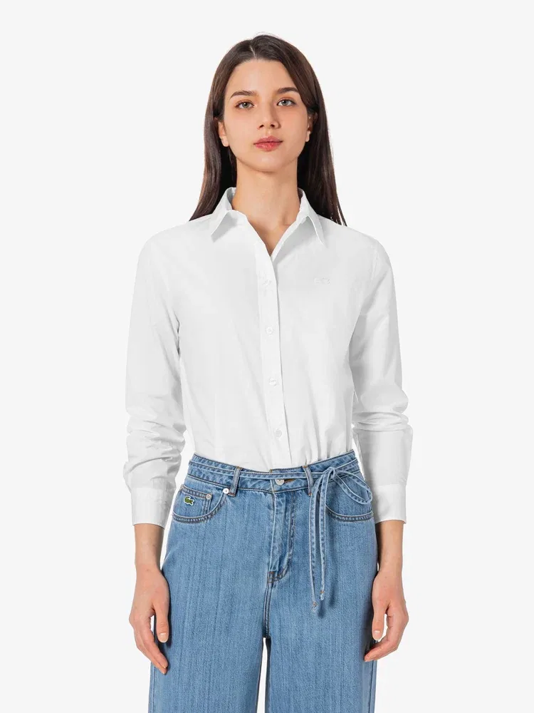 Рубашка LACOSTE White, с длинным рукавом, 100% хлопок