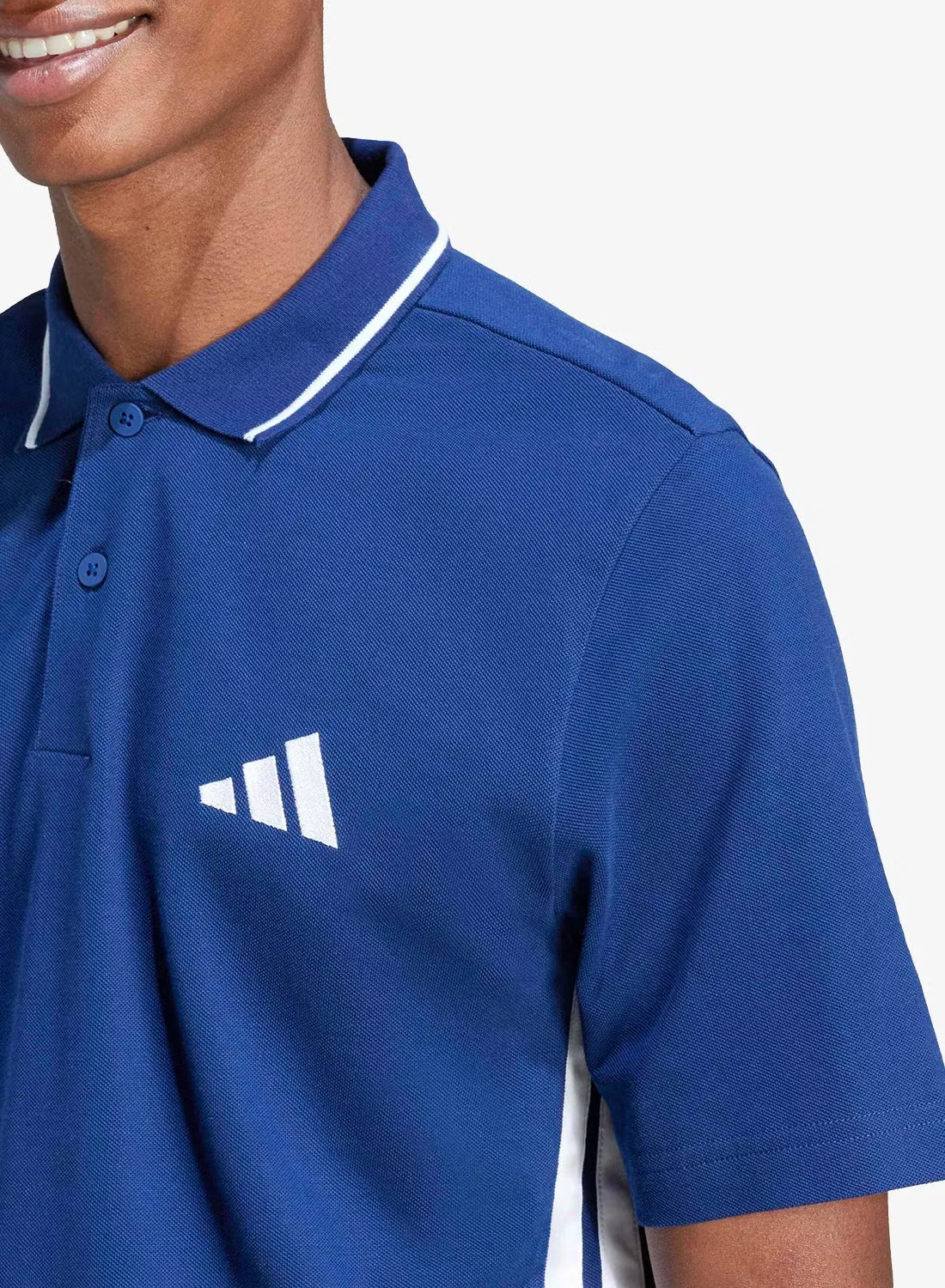 Поло с контрастными полосками 3-Stripes essential Adidas, темно-синий — фото 3