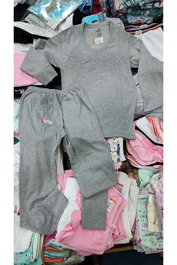 Детский комплект термобелья для мальчиков хлопковый 100% Cotton Combed Interlock Children's Winter Thermal Underwear Set Ceylanoğlu, Gri