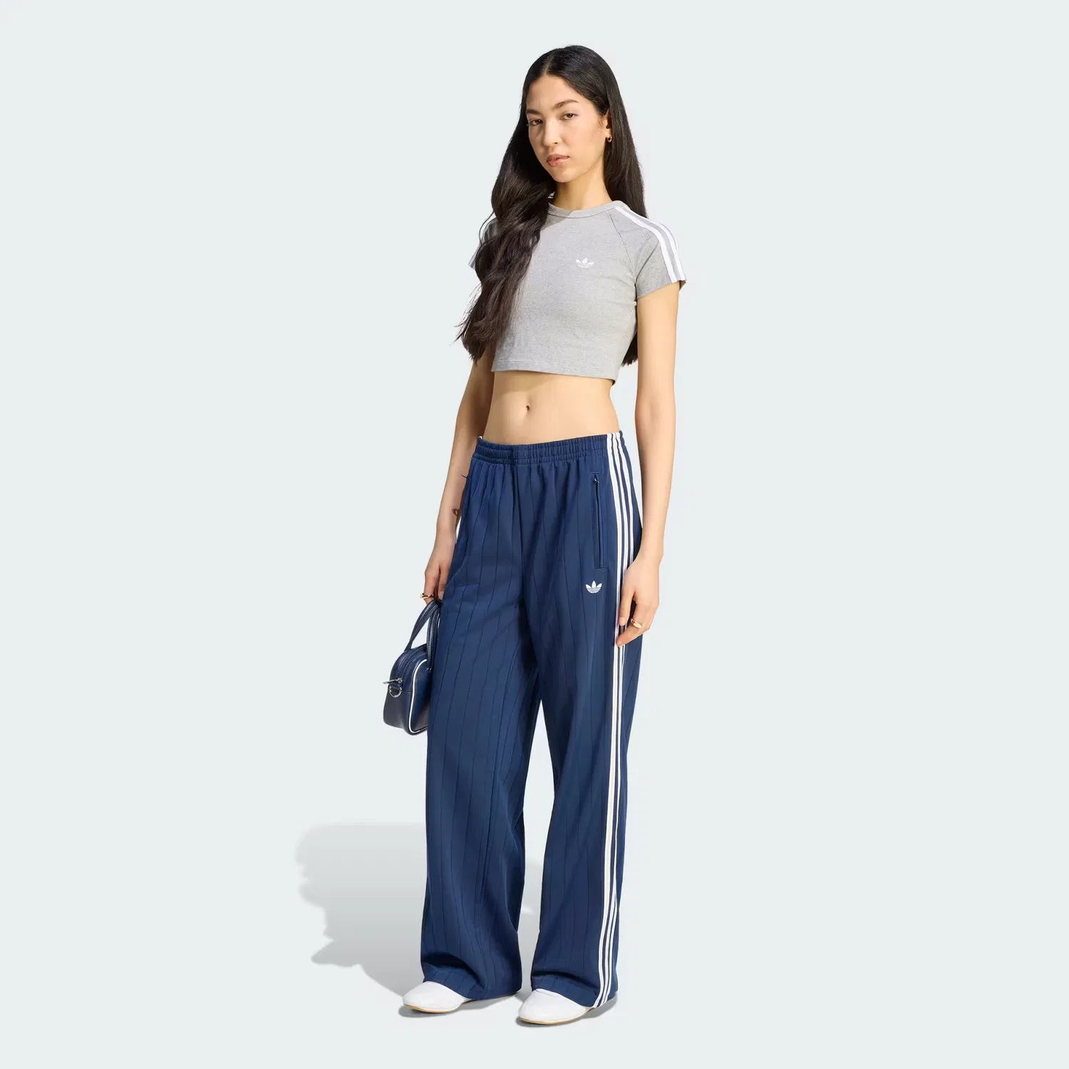 Женские спортивные брюки свободного кроя Pinstripe Firebird Loose Trackpant Adidas Originals, Night Indigo/White/Grey Two — фото 3