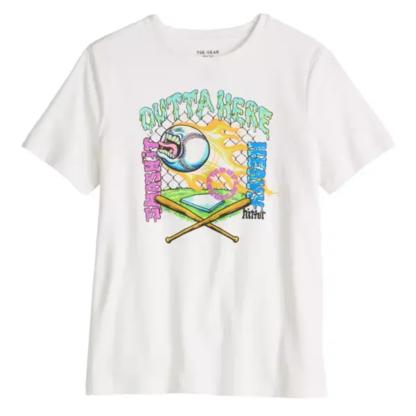 

Футболка с принтом для мальчиков 8-20 лет, адаптивная Tek Gear, цвет baseball gross ivory