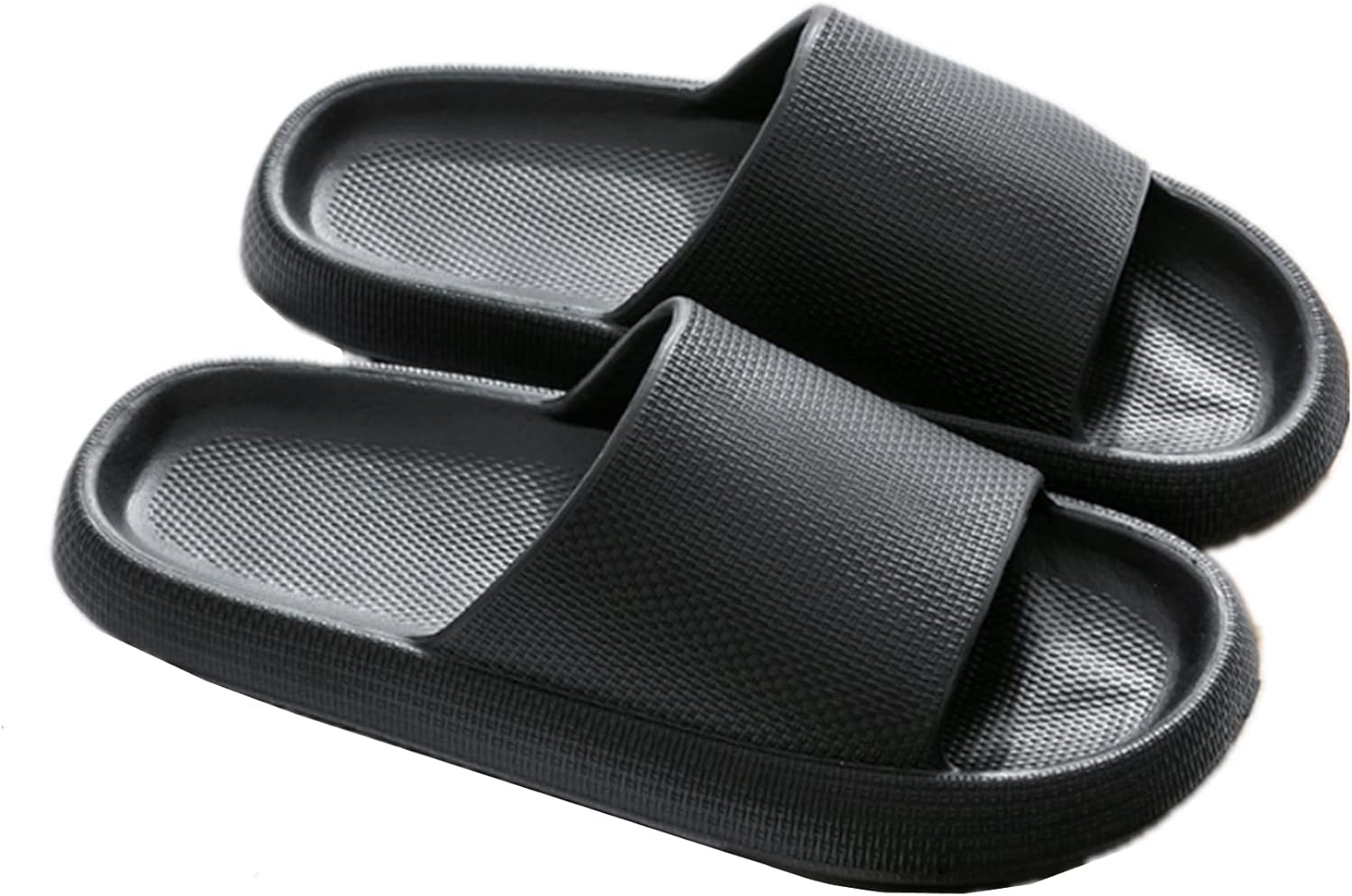 

Шлепанцы BASKANIA Cloud для женщин и мужчин, с подушечкой, противоскользящие, для ванной и душа, мягкая толстая подошва, для дома и улицы, мягкие и удобные с открытым носком, черный