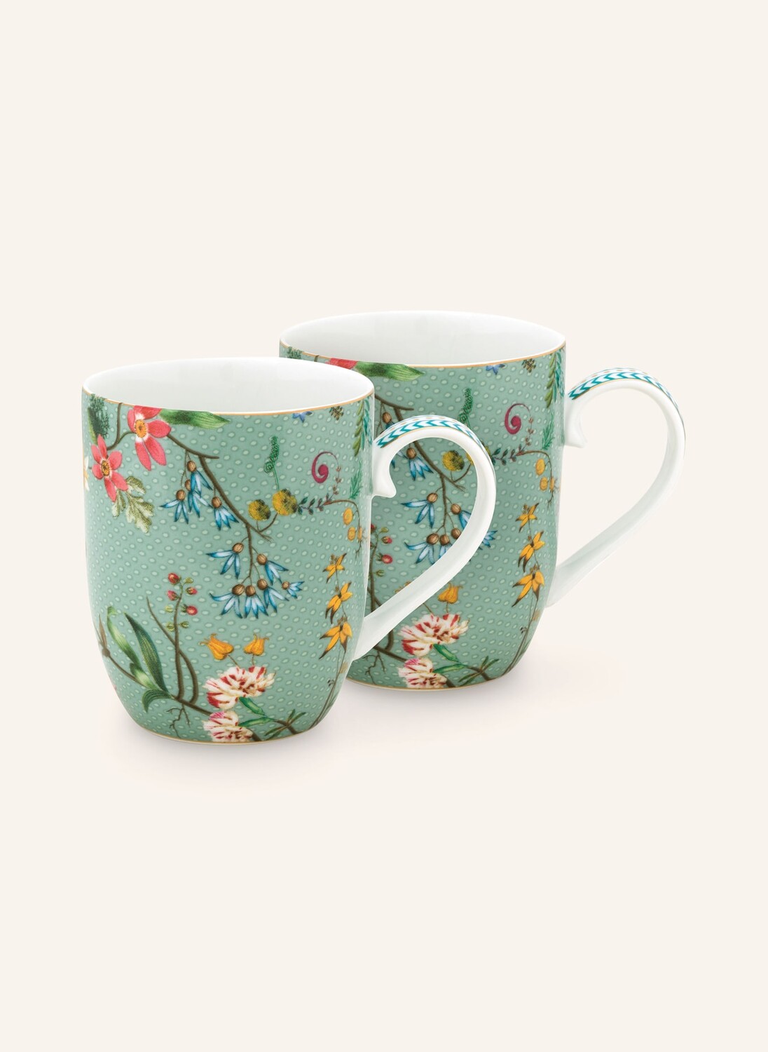

2 шт - Кружка Pip Studio LA MAJORELLE SMALL, 145 мл, цвет mint/dunkelbraun/blau