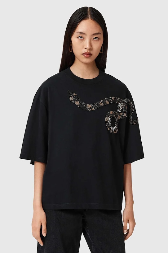 

Хлопковая футболка Allsaints, черный