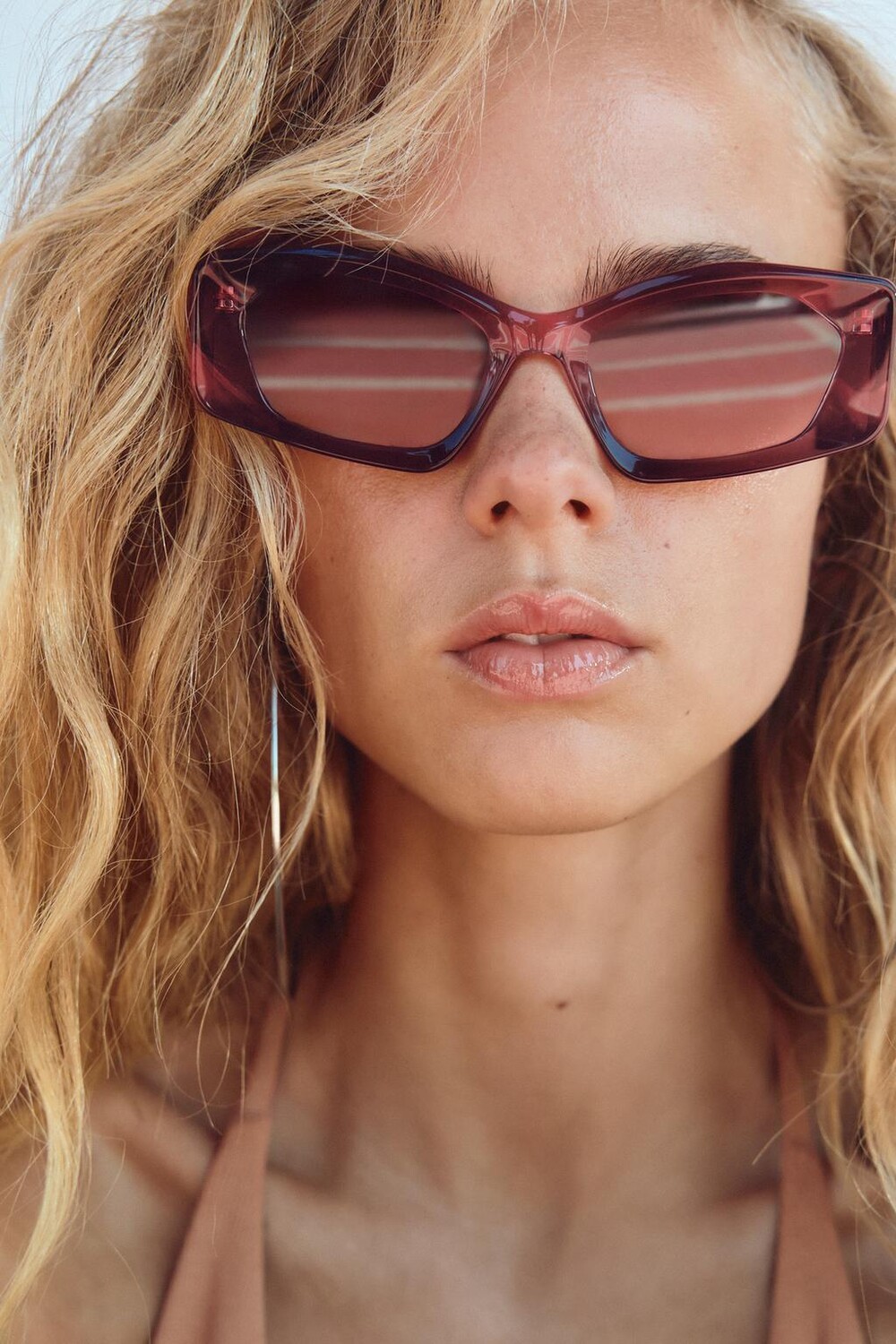 

Прямоугольные солнцезащитные очки ZARA, бордовый