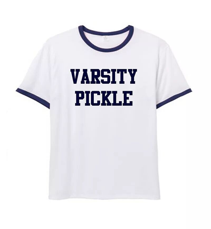 

Футболка с изображением студенческого звонка Varsity Pickle, белый/темно-синий