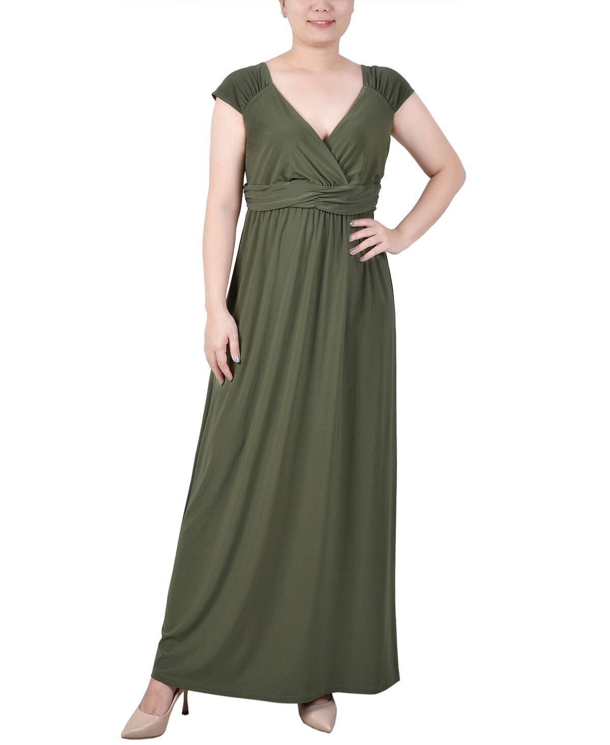 

Платье макси с завышенной талией Petite и сборками NY Collection