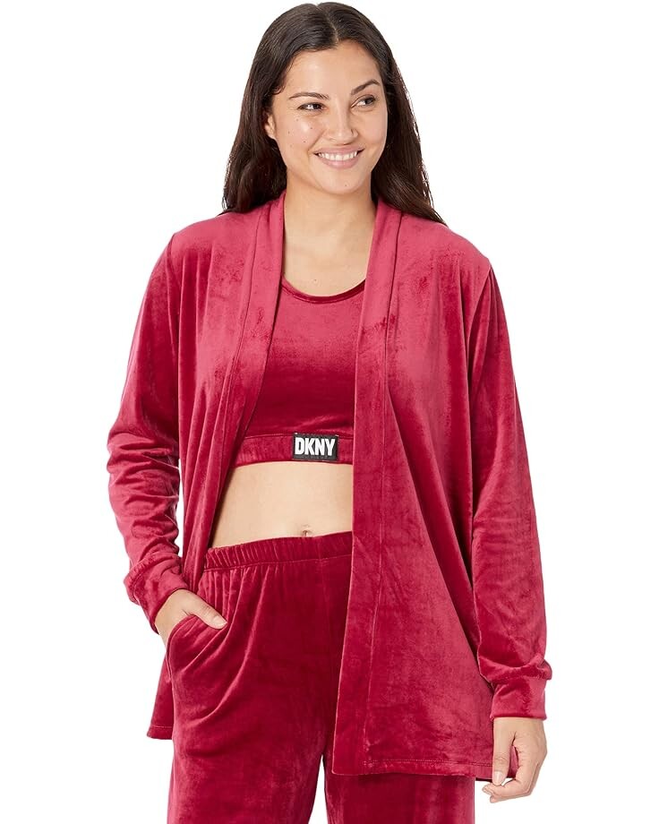 

Пижамный комплект DKNY Long Sleeve Layer Crop Tank Pants Set, цвет Rumba Red