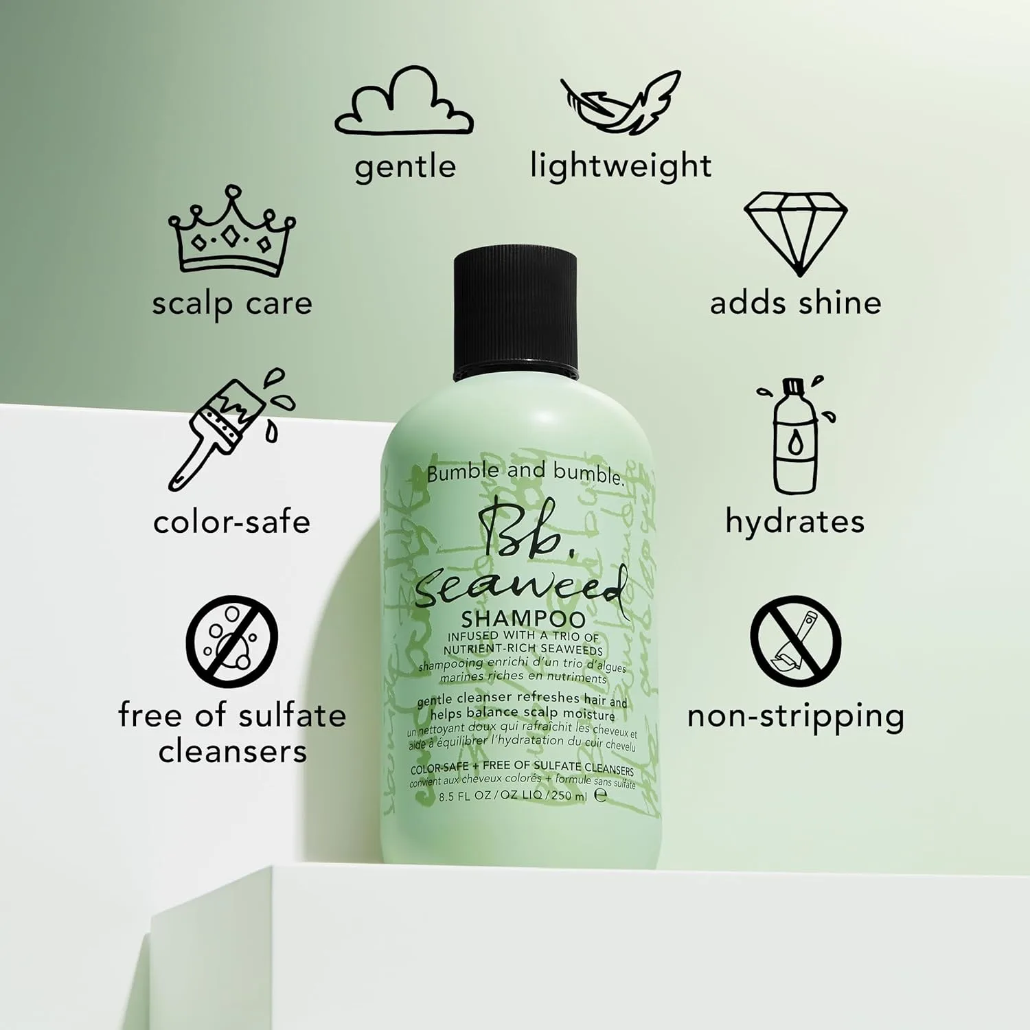 Bumble and bumble набор шампунь и кондиционер Seaweed Nourishing для тонких и нормальных волос или ежедневного мытья, без сульфатов, защита цвета, против пушистости и спутывания Шампунь, кондиционер и 2 помпы - 1000 мл Bumble And Bumble., Green — фото 3
