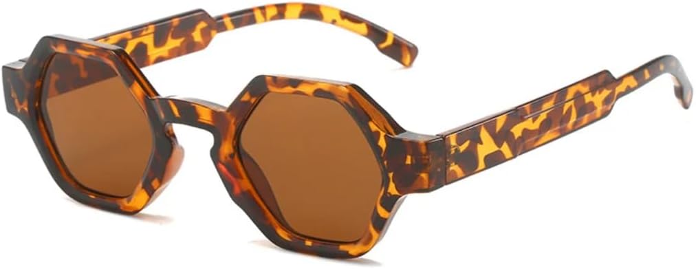 

Многоугольные квадратные женские модные солнцезащитные очки с прозрачными линзами цвета океана, защищающие от УФ-излучения (UV400), модные мужские уникальные ретро-очки UATXTAU, Leopard Tea