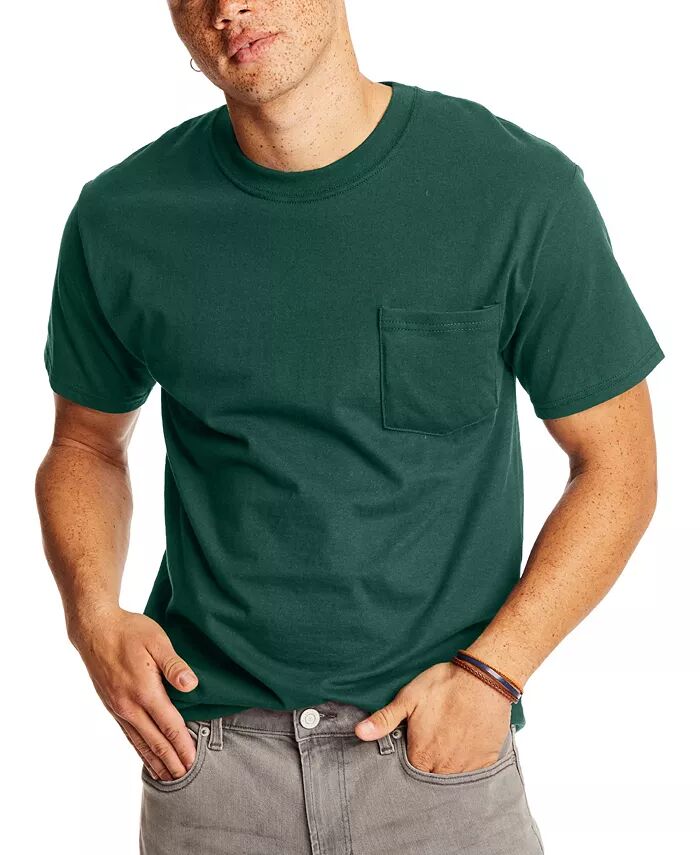 

Футболка унисекс Beefy-T с карманом, 2 шт. в упаковке Hanes, зеленый