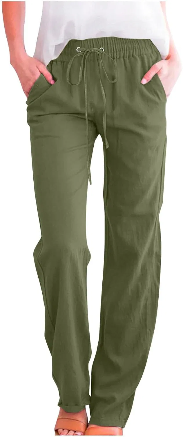 Леггинсы из хлопка и льна, Army Green