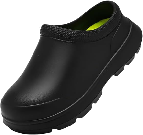 

Однотонные водонепроницаемые сабо для повара, легкие с мягкой подошвой, повседневные шлепанцы с закрытым носком из EVA, противоскользящие Hhhchpm, черный