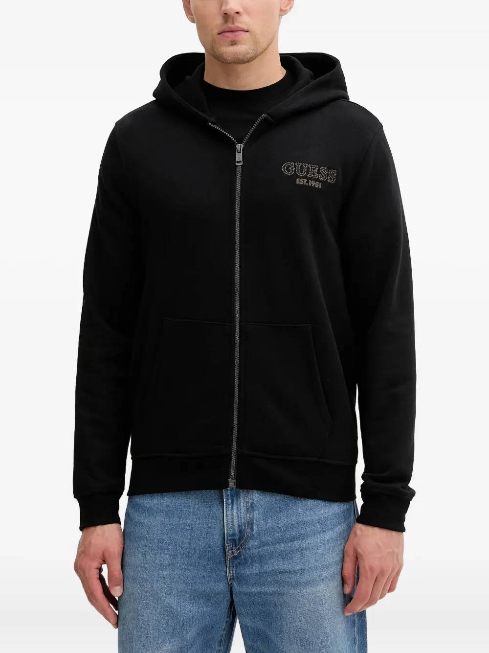 

Худи на молнии с логотипом GUESS USA, черный