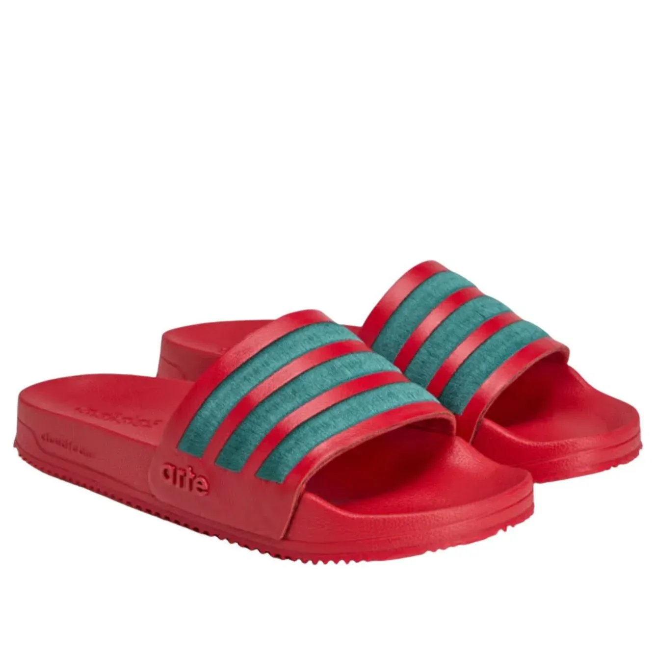 Шлепанцы Adidas x Arte Antwerp Adilette 'Better Scarlet Collegiate Green', красный — фото 2