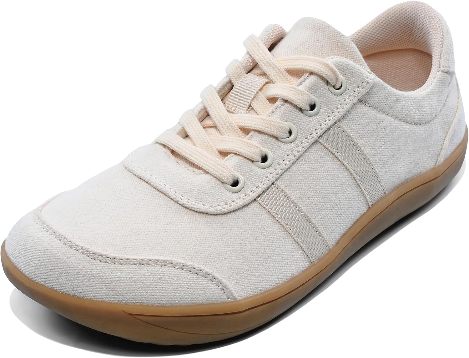 

Кроссовки для мужчин, обувь с нулевым перепадом и широкой носовой частью, минималистичные дышащие мягкие кроссовки из холста Zooflex, бежевый