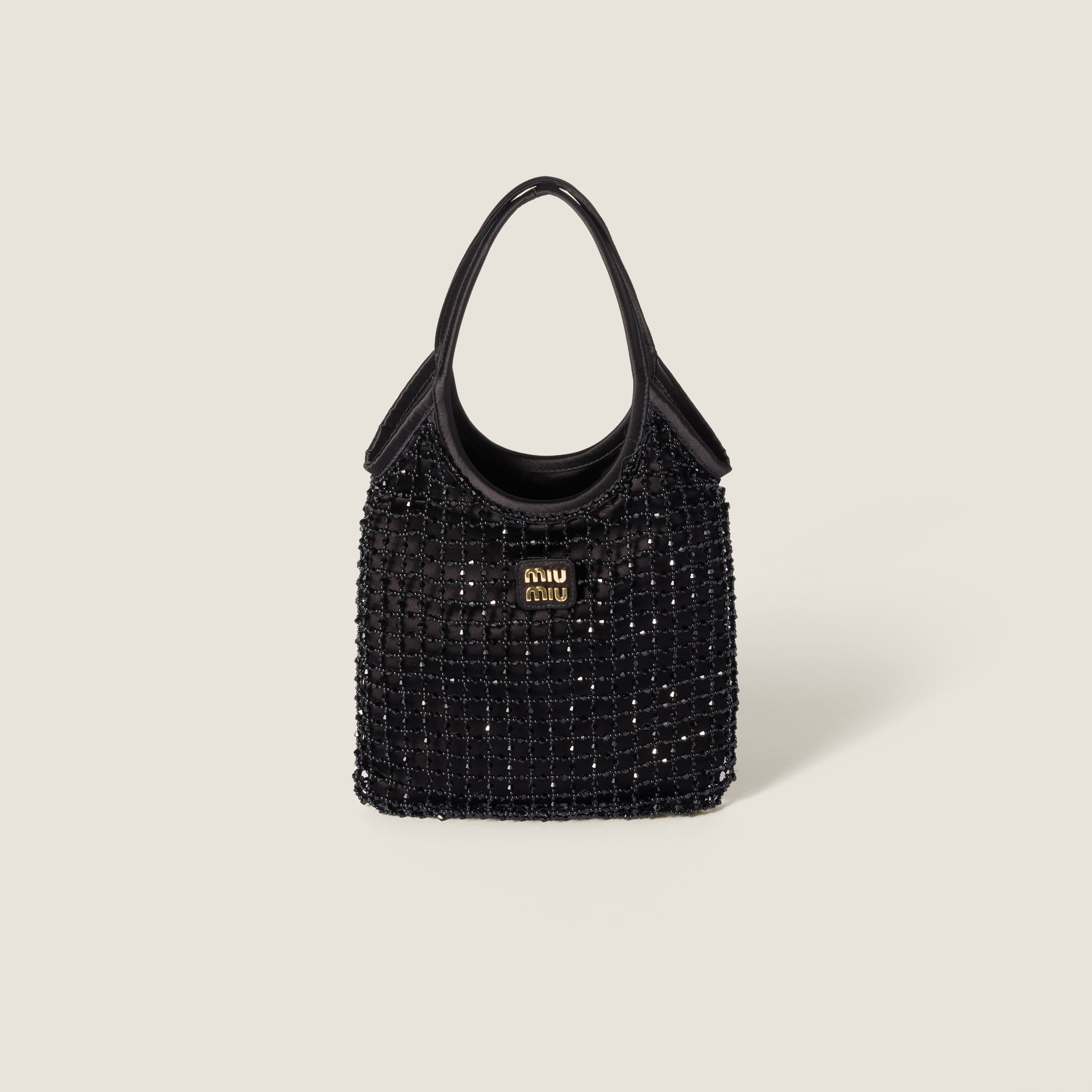 

Сумка IVY из атласа duchesse с бисером MIU MIU, черный