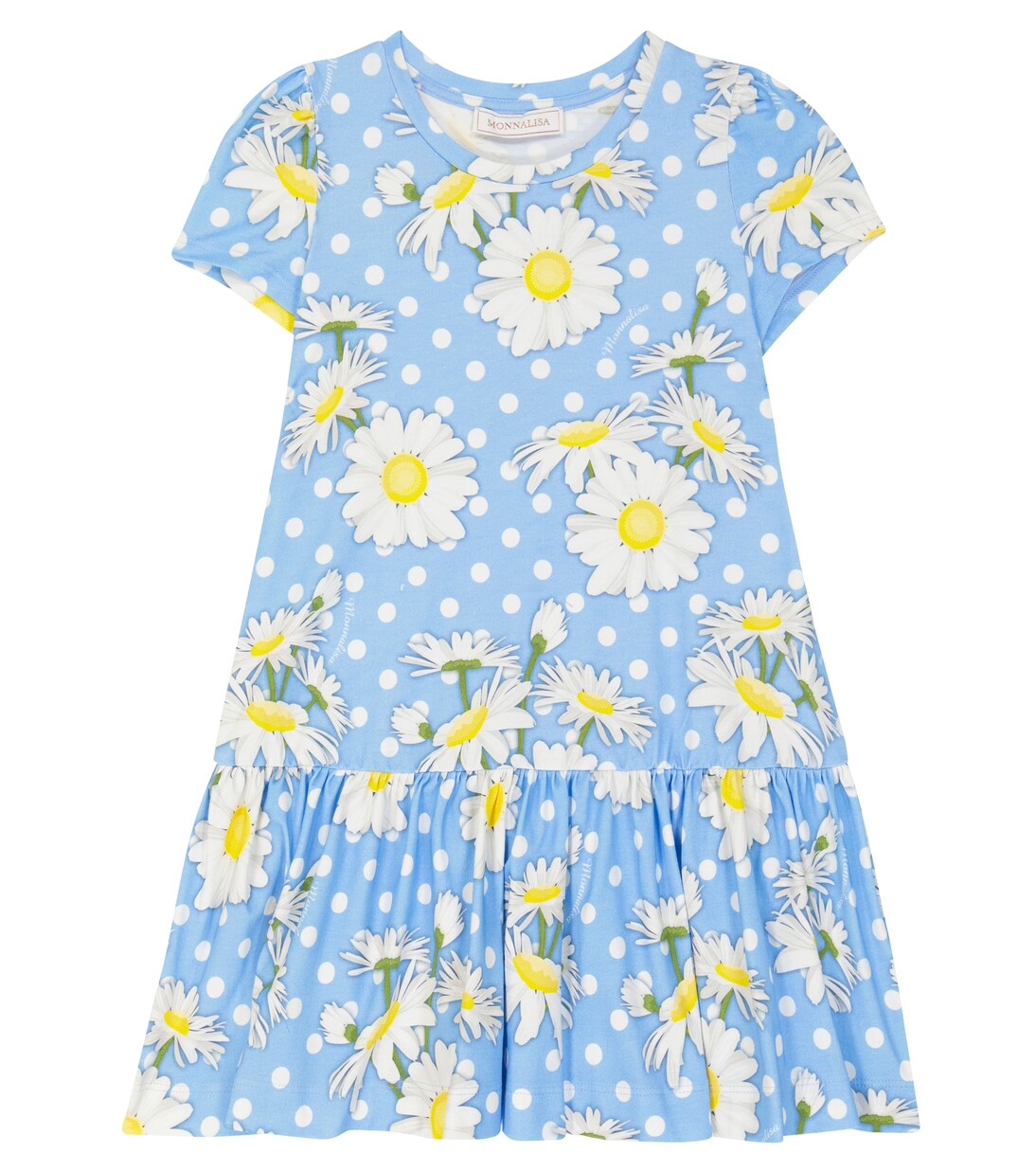 

Платье из джерси с цветочным рисунком в горошек Monnalisa, синий