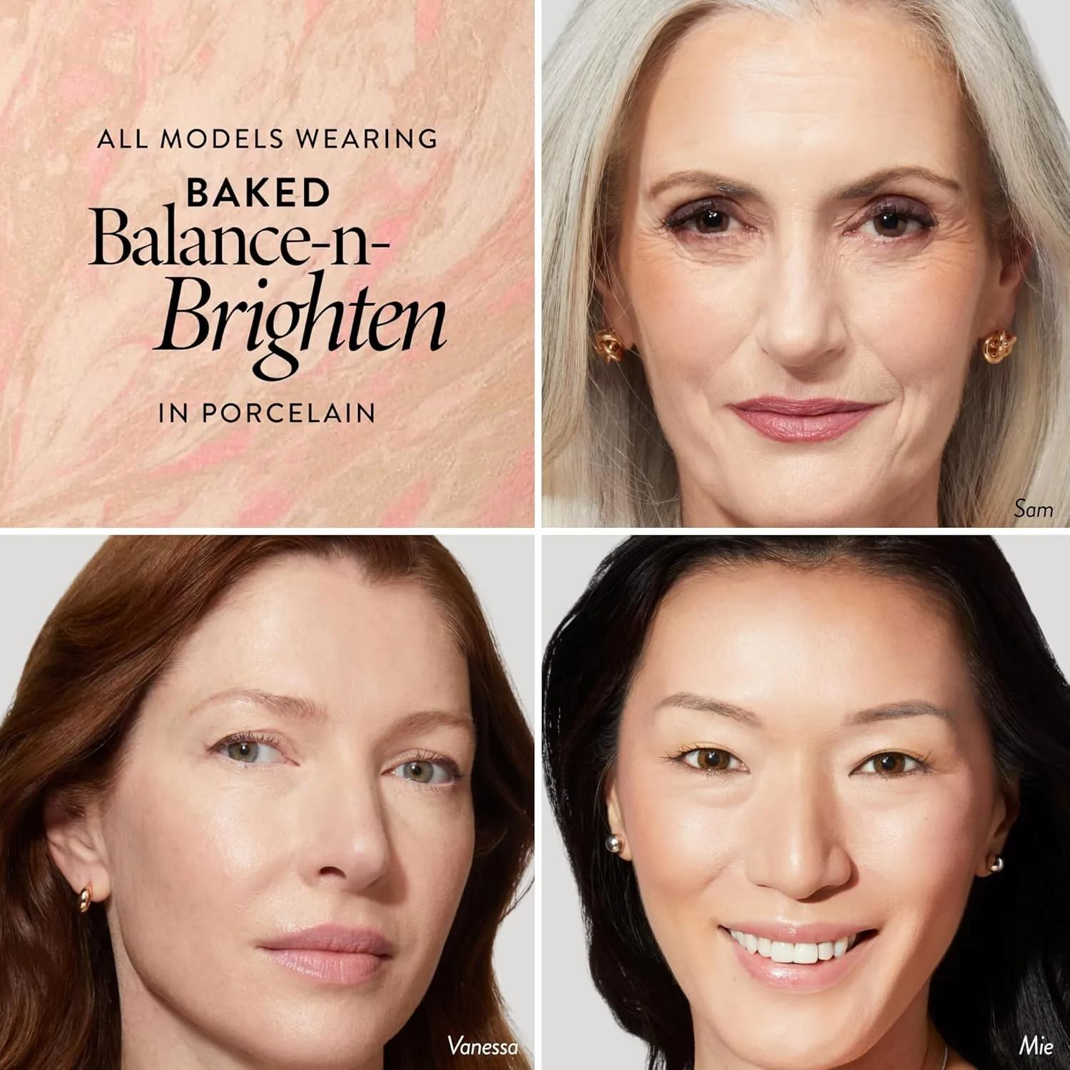 Набор для макияжа LAURA GELLER Baked Balance-n-Brighten Foundation с выдвижной кистью-аэрографом кабуки, фарфоровый (2 шт.), Multicolored,White — фото 2