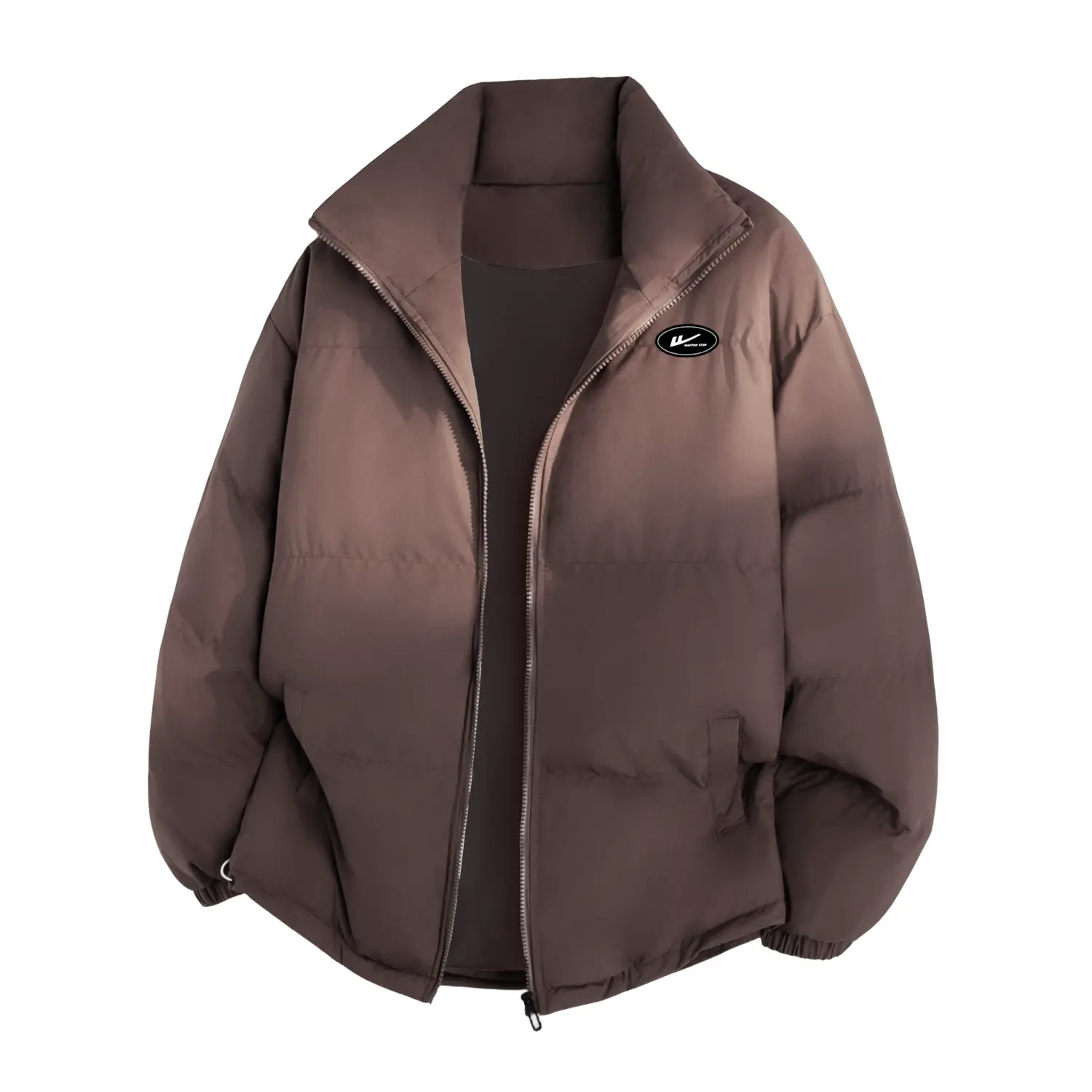 

Пуховик Unisex с воротником стойкой утепленный WARRIOR, coffee (diy badge)