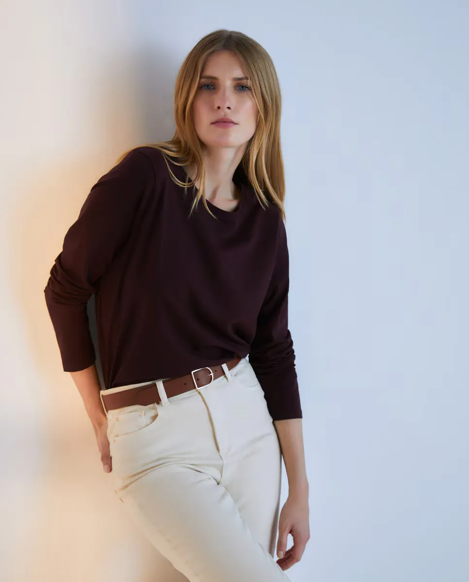 

Женская базовая футболка с длинными рукавами Woman El Corte Inglés, цвет 291 Berenjena